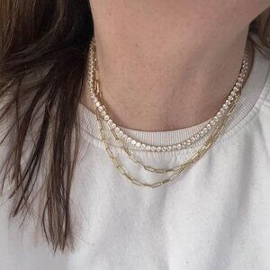 Neiman Marcus Haven 18k Gold Plated CZ Tennis Necklace